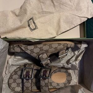 Gucci Brown Monogram Sandals
